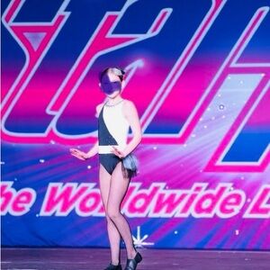 Weissman Black and White Dance Costume w/hair piece